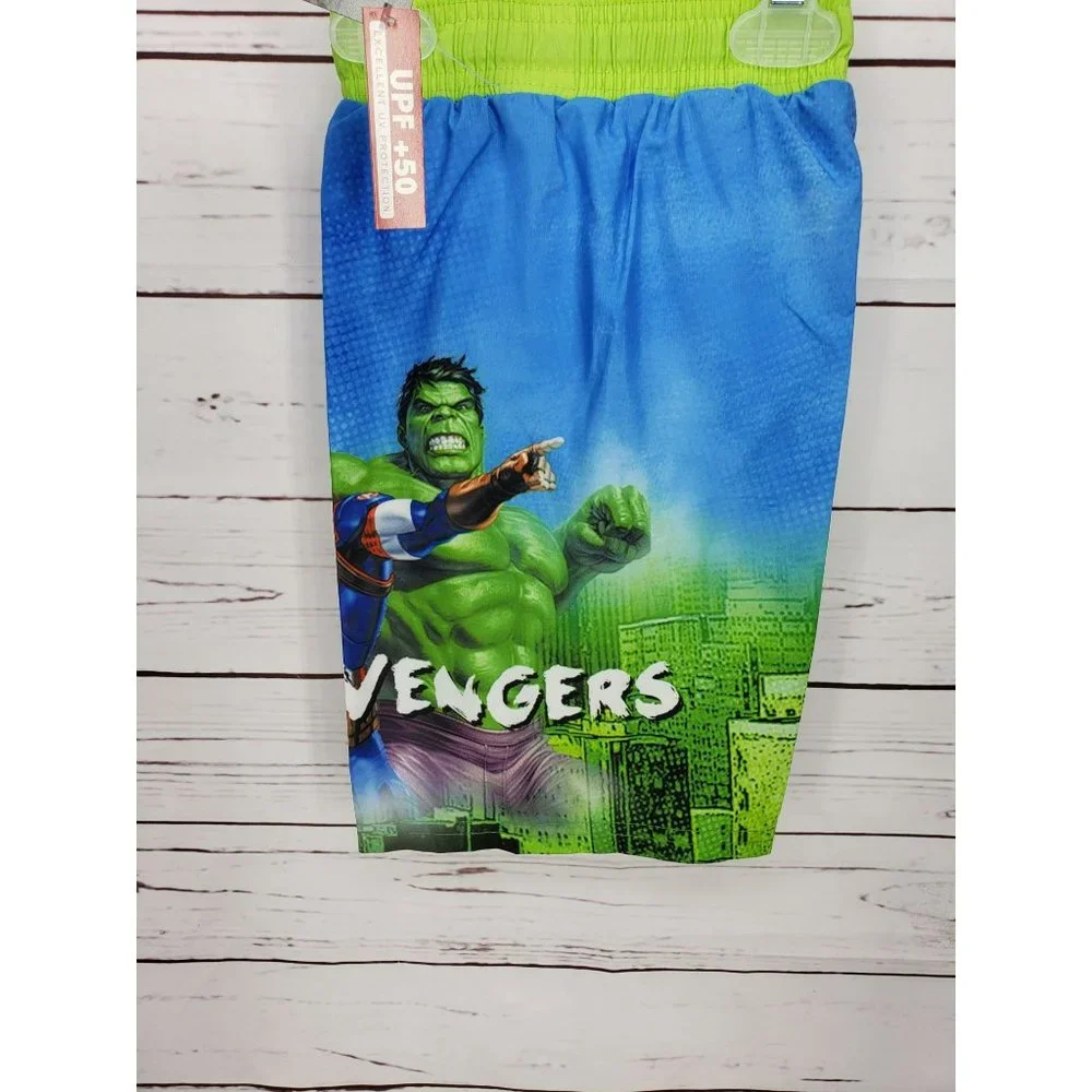 Marvel Avengers Boys 5/6 blue green board swim‎ shorts trunks